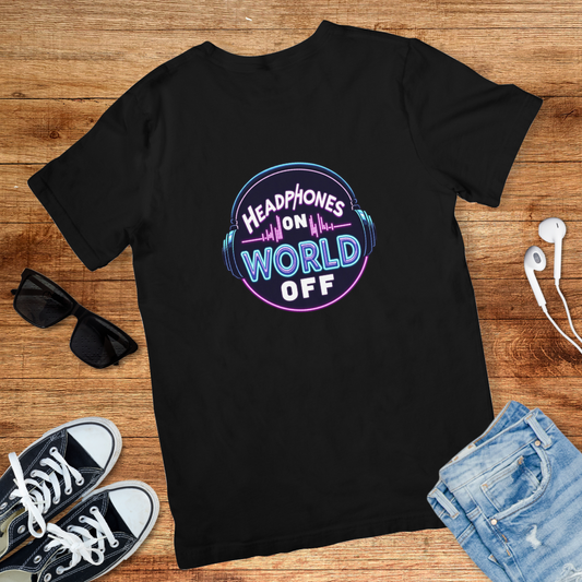 Headphones On World Off Tee