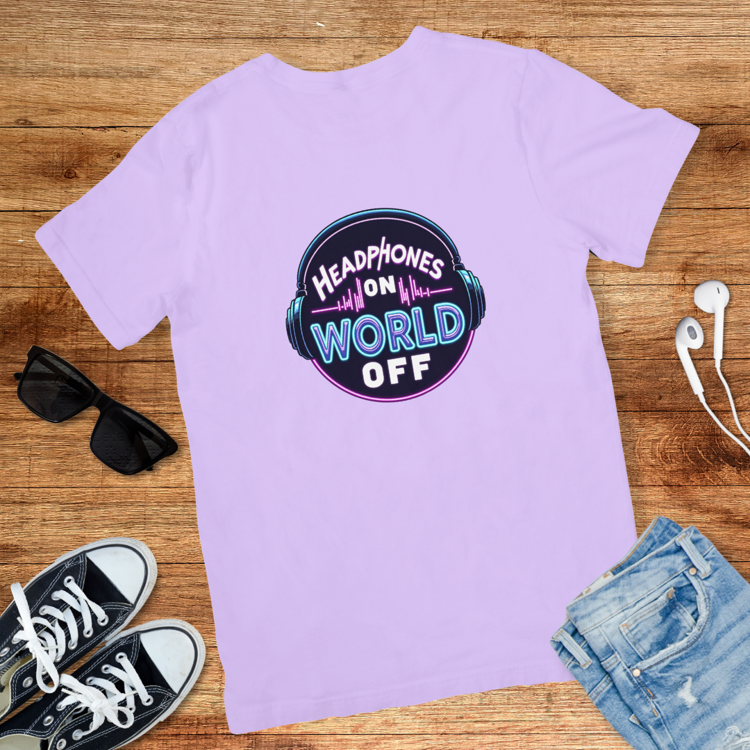 Headphones On World Off Tee