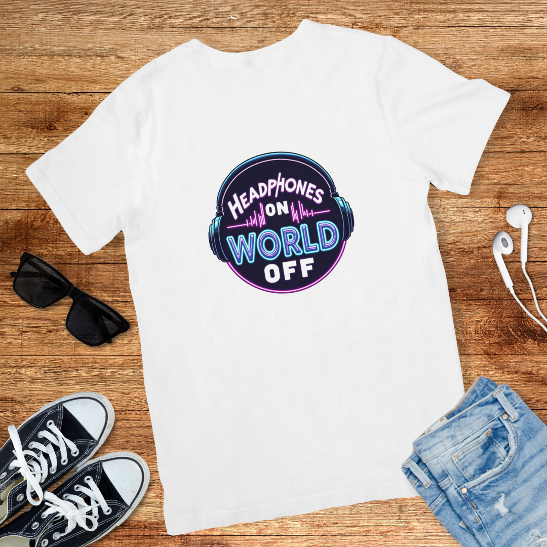 Headphones On World Off Tee